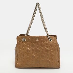 Ch Carolina Herrera Gold Leather Tote